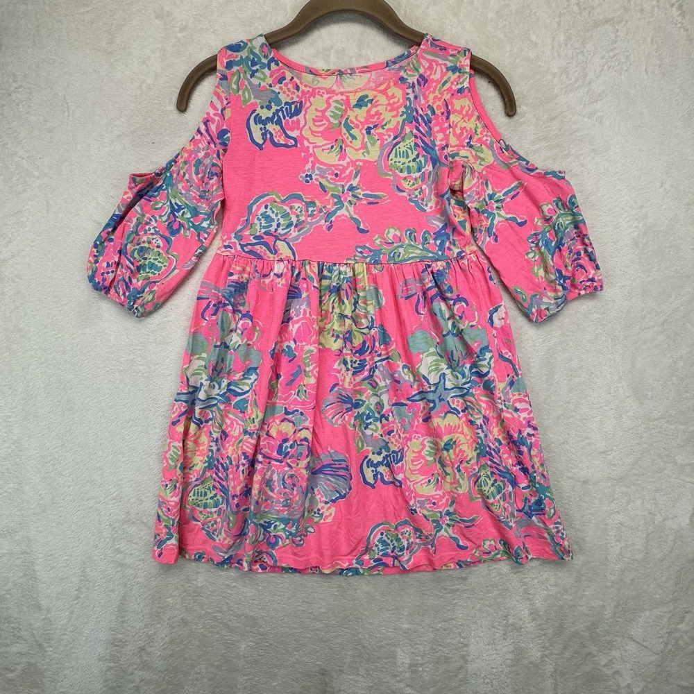 Lilly Pulitzer Cold Shoulder Dress Girls 16-18 Pink Floral Beach Vacation‎